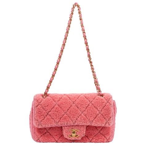 chanel pink fur bag